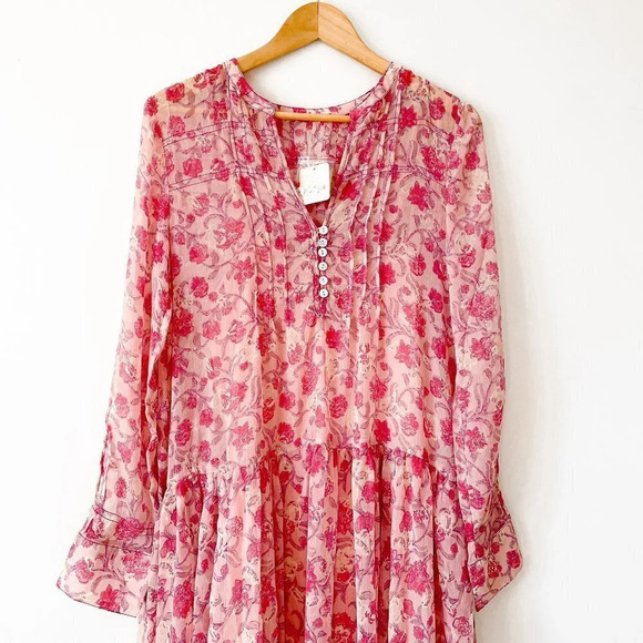 Free People See It  Through Maxi Dress Pink Rose Combo NWT Size XS - Picture 11 of 15